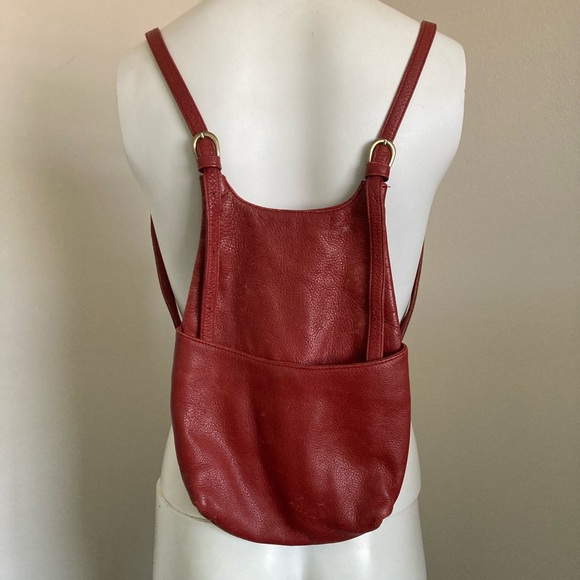 JP Ourse Dark Red Pebbled Leather Kangaroo Backpack Shoulder Bag Purse - Picture 1 of 8